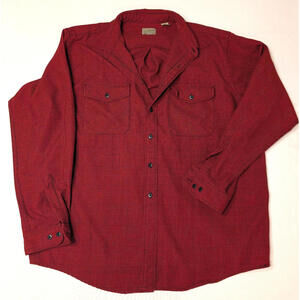 LL Bean Men's Houndstooth Button Up Long Sleeve Shirt Jacket, XL Red